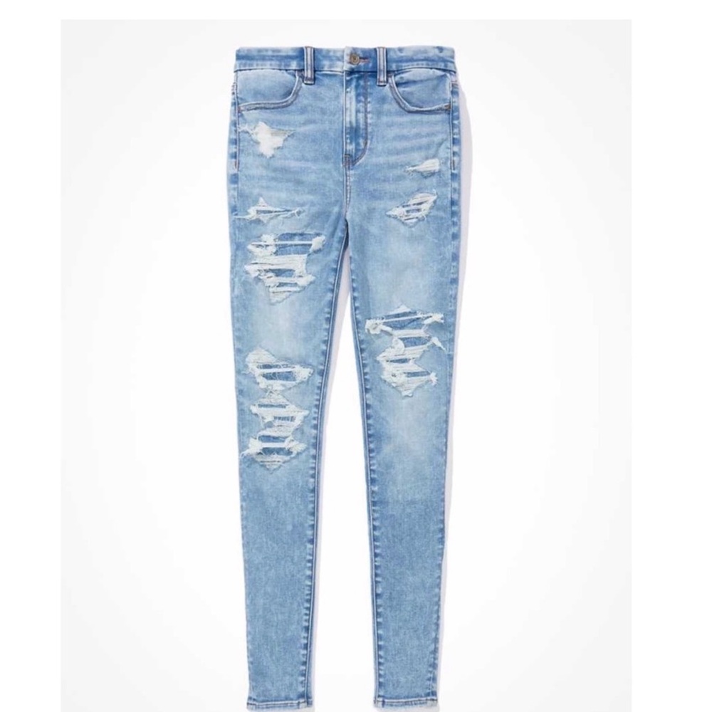 American Eagle Outfitters Sky Blue Ripped Jeggings